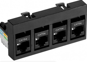 Panneau 4 ports RJ45 CAT. 5e UTP pour boîtier VDI résidentiel
